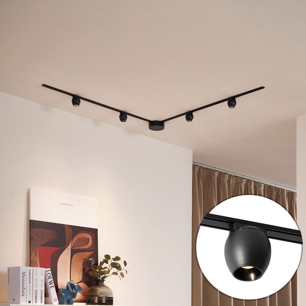 Modern railsysteem met 4 spots zwart 1-fase - Magnetic Zagaye