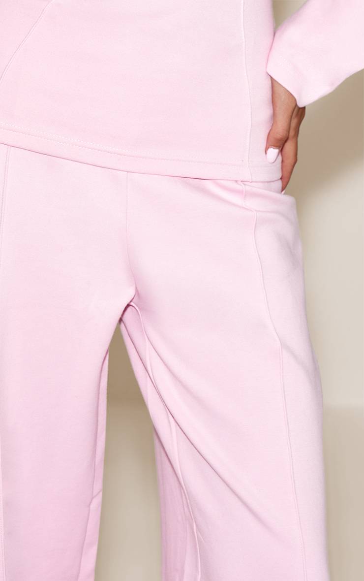Rose Pantalon De Jogging Droit En Jersey Interlock À Pinces