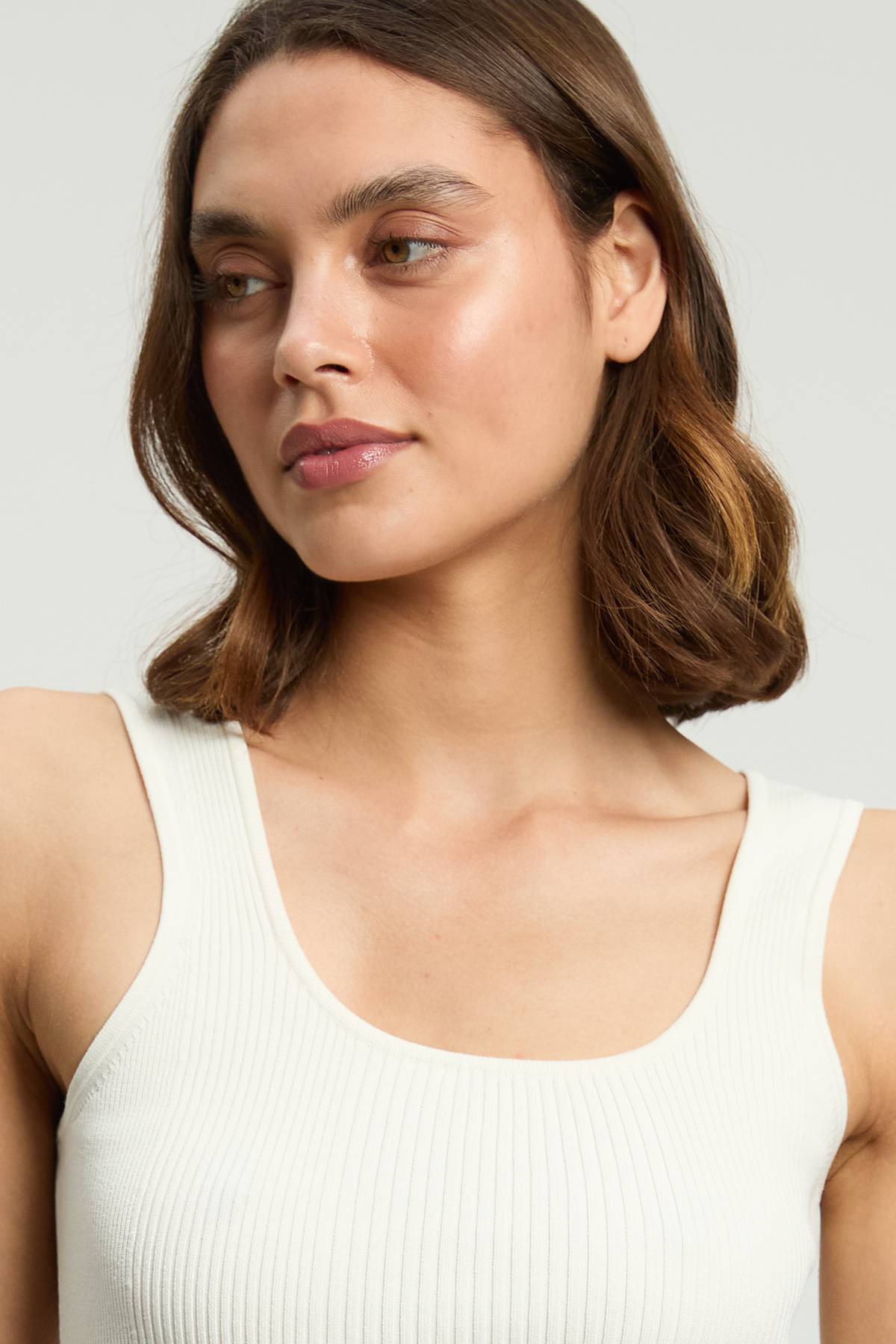 KarenMillen Débardeur à col carré en maille côtelée en mélange de viscose