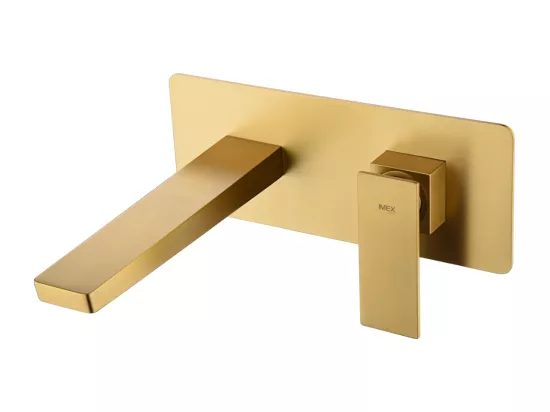 Robinet Mitigeur de Lavabo anti-calcaire encastré Or Brossé IMEX PISA GLP048/OC