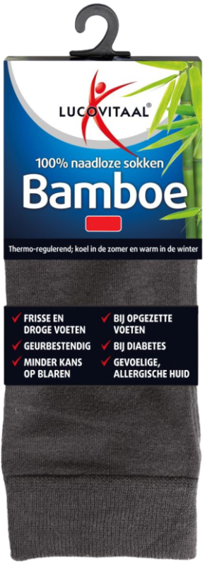 Lucovitaal Bamboe Sokken Lang Antraciet 43-46 1 paar