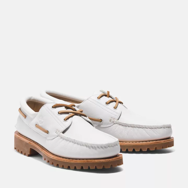 Chaussure bateau authentique cousue main Timberland pour homme en blanc