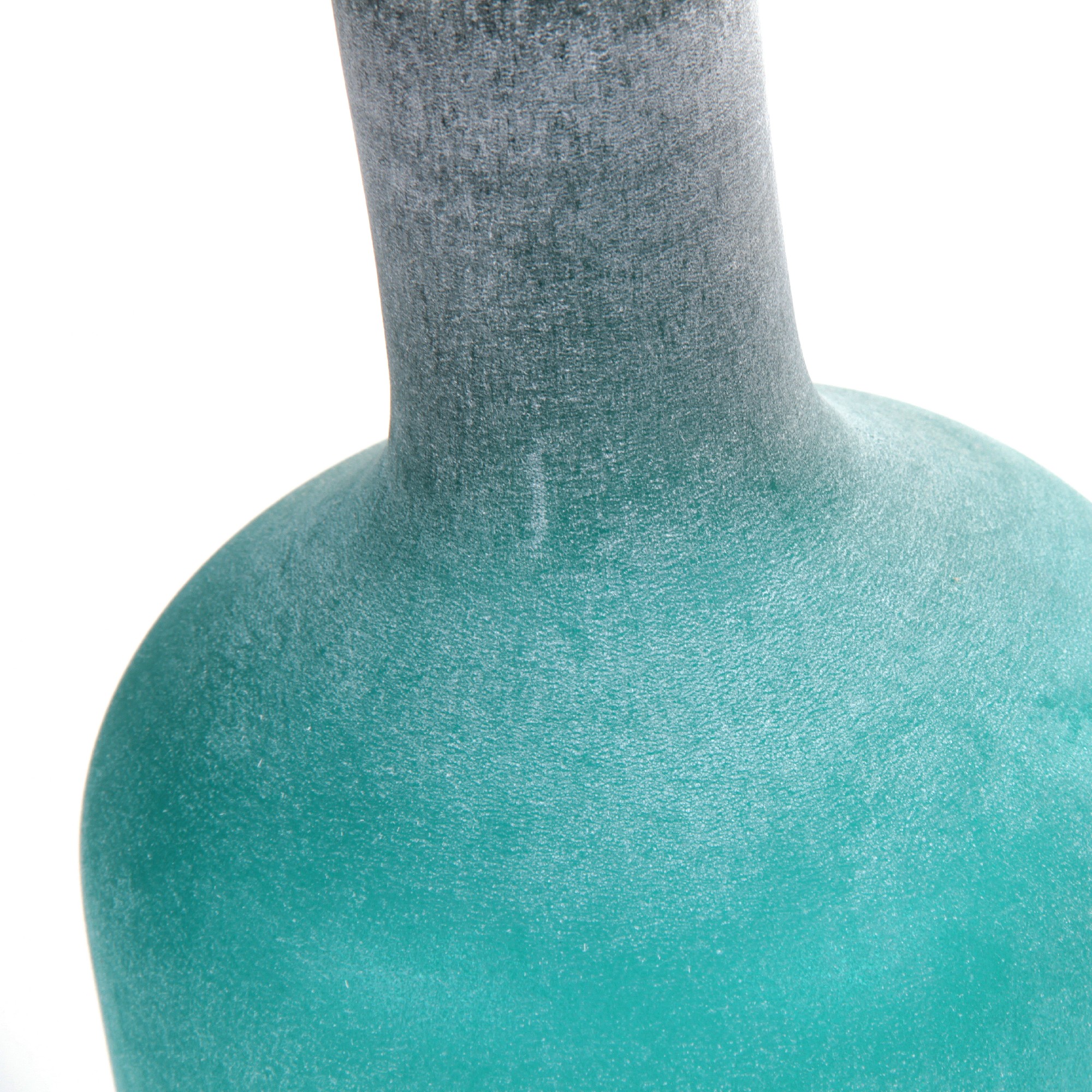 Glasflasche 'Tusk', petrol, gefrostet, Ø 15 cm, H 40 cm von fischer's lagerhaus
