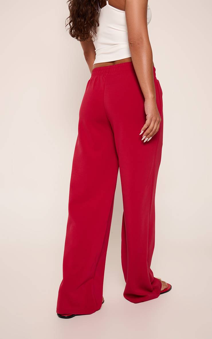 Rouge Jogging Plt À Taille Élastiquée Et Jambes Larges Ultra Doux