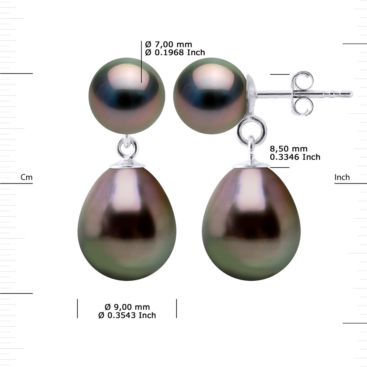 STELLA - Boucles d'Oreilles Perles de Tahiti 9-10 mm Or Blanc