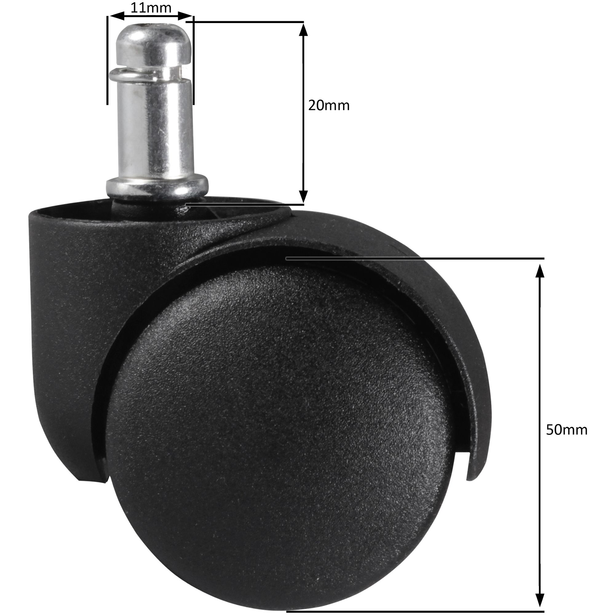 FineBuy 5er Set Rollen für Bürostuhl 11 Teppichbodenrollen 50 mm Weichbodenrollen