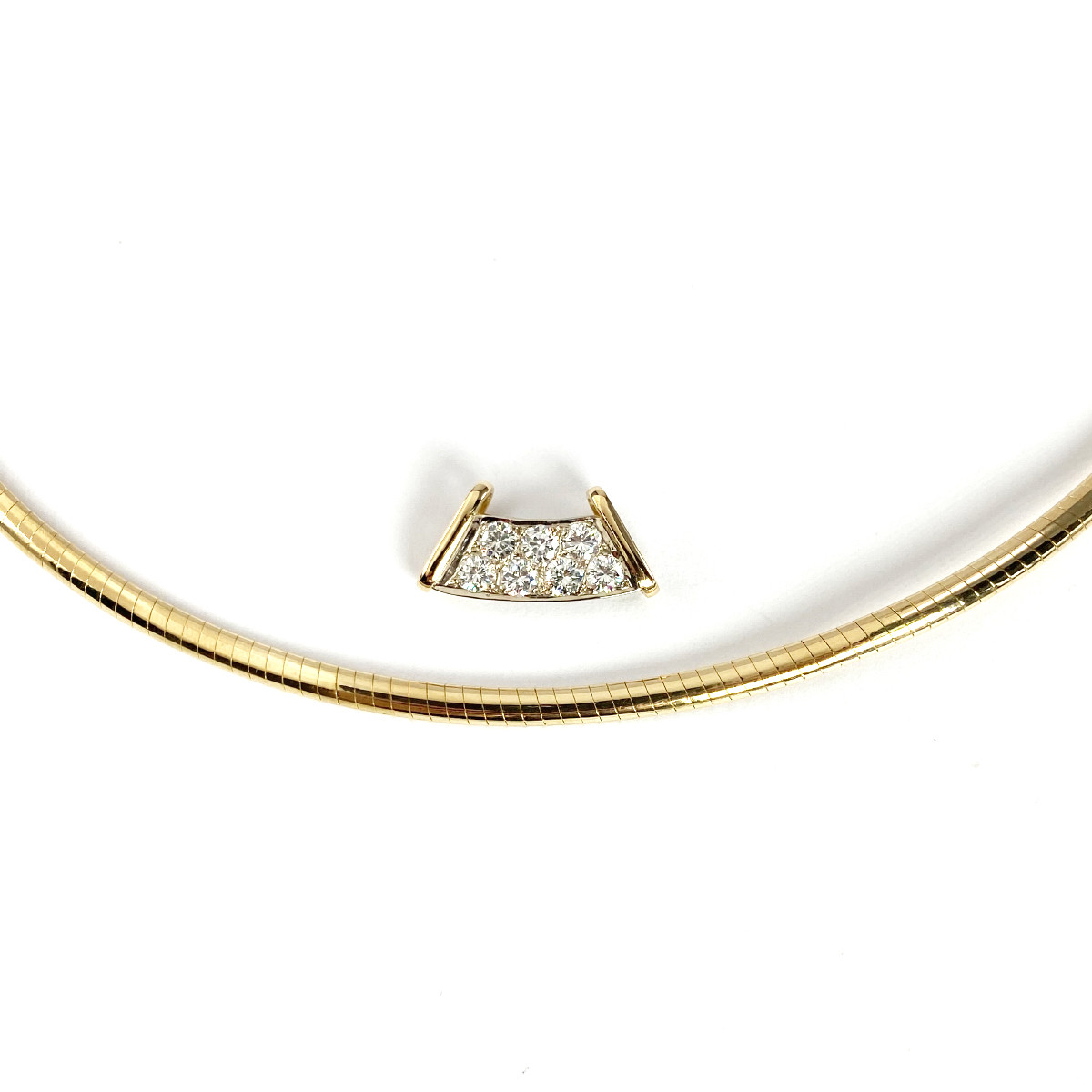 Collier cable d'occasion or 750 jaune diamants 43 cm