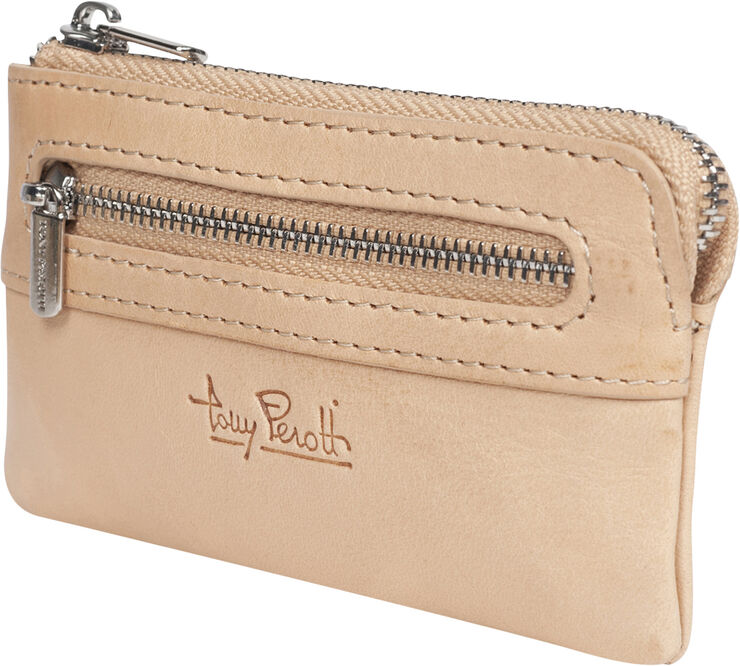 Tony Perotti Key pouch with zipper and coin pocket Natural