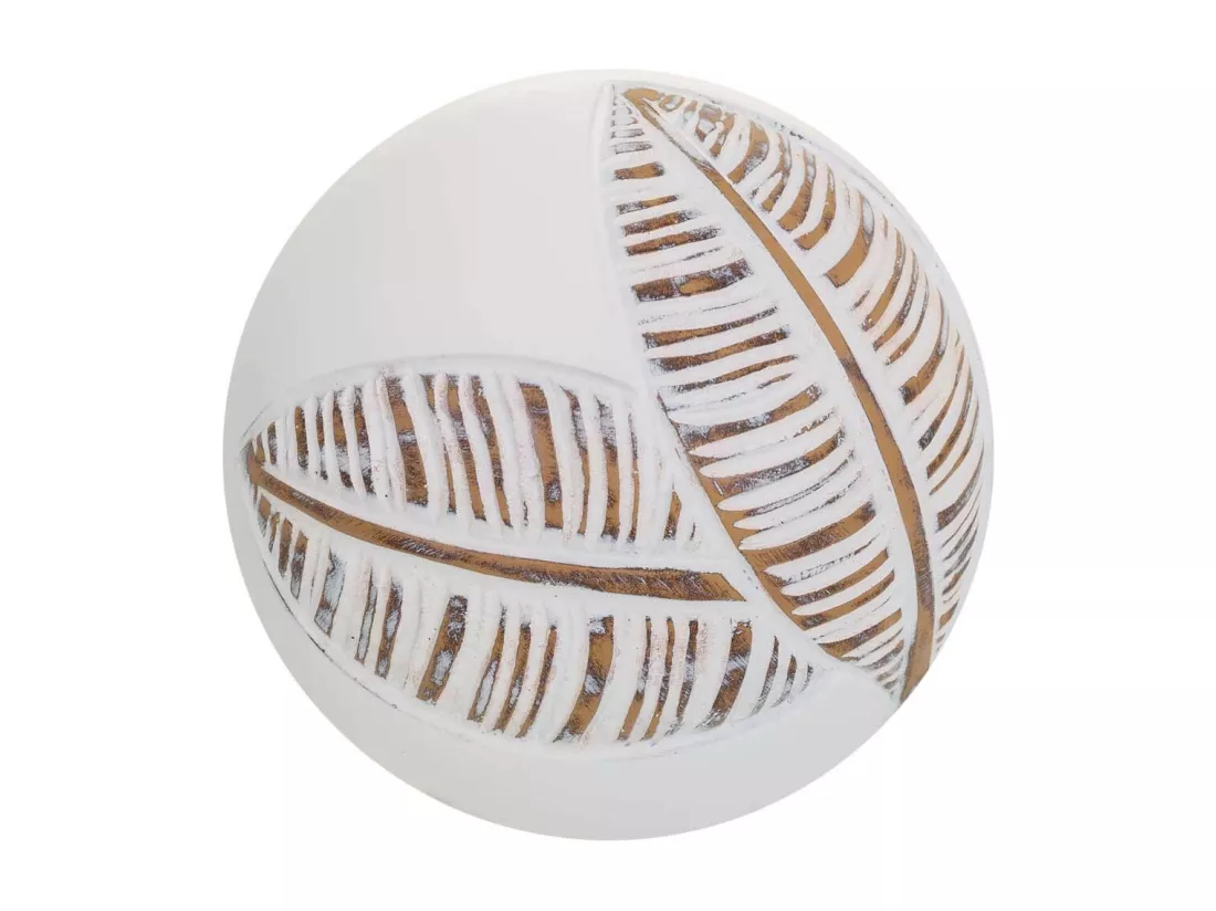 Boule décorative en polyrésine blanche 10x10x10h