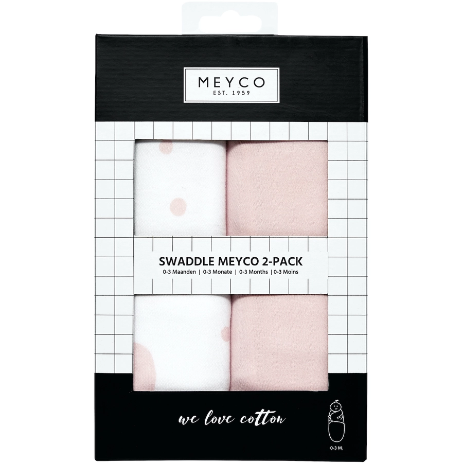 Meyco Pucksack 2er-PackDots pink  uni light grey