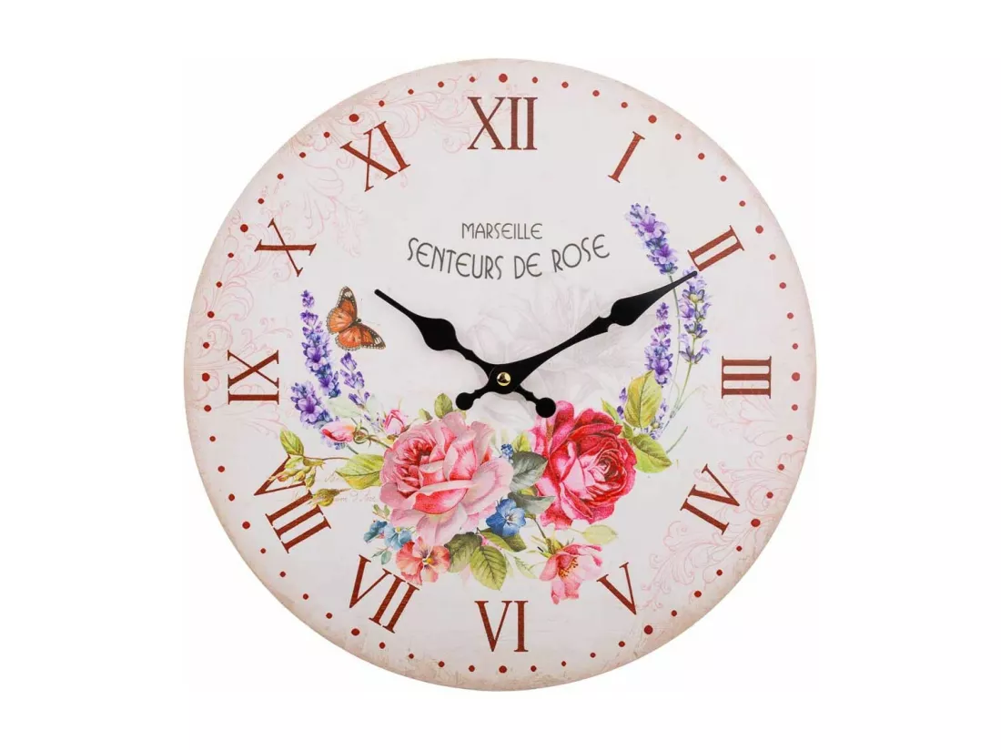 Horloge murale en bois blanc d34x2h