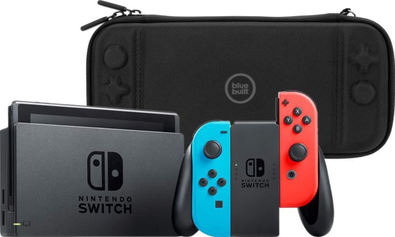Nintendo Switch Rood/Blauw + BlueBuilt Beschermhoes