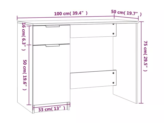 Bureau Blanc 100x50x75 cm Bois d'ingénierie