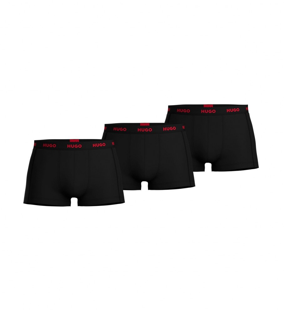 Pacote com 3 cuecas boxer HUGO, pretas.