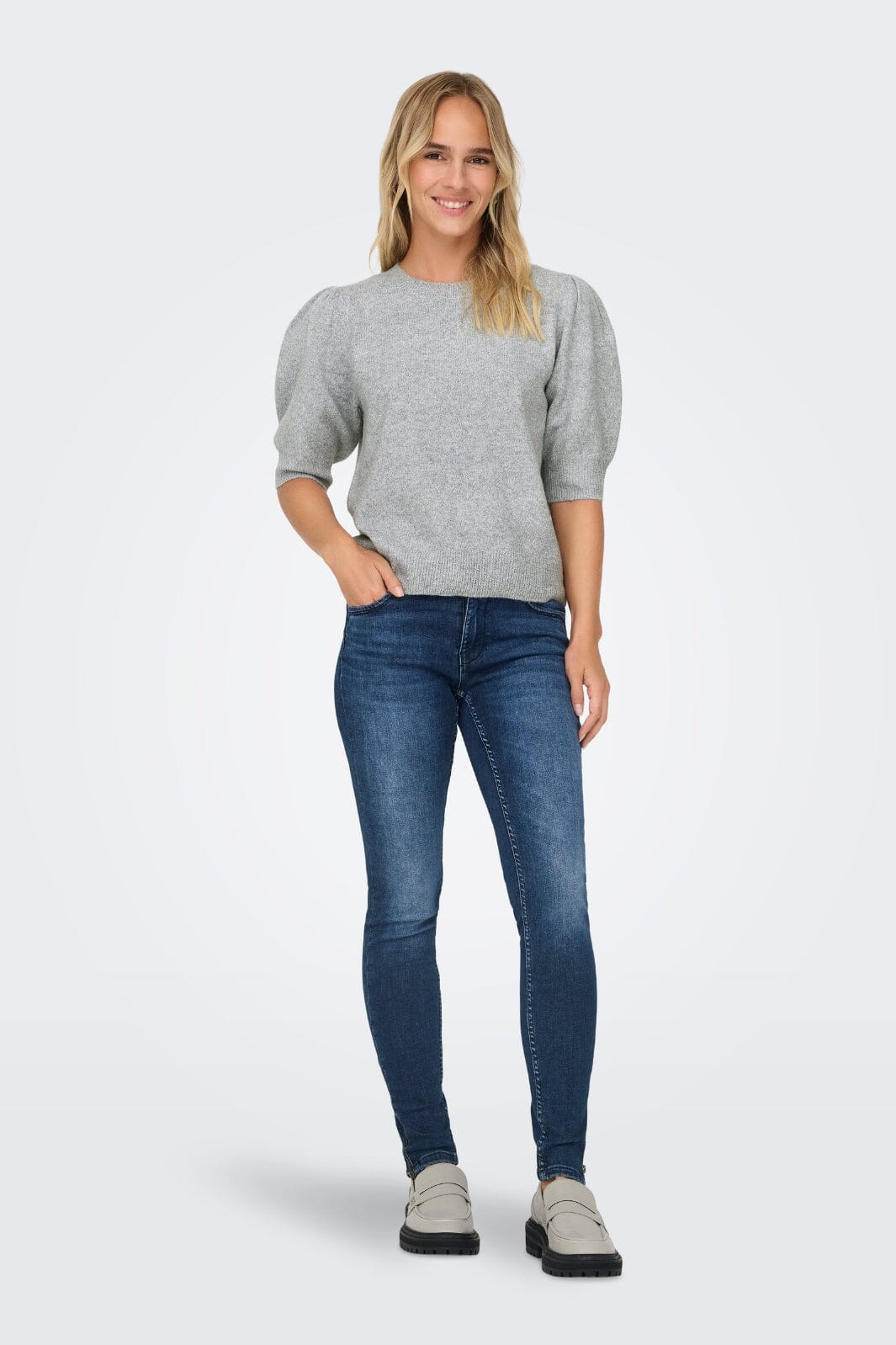 Only Onlrica Life 2/4 Pullover Knt 4602264 light grey melange