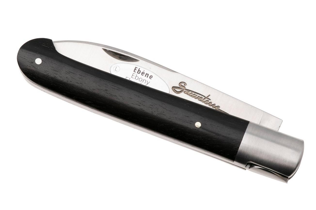 Laguiole en Aubrac Sauveterre Ebony, Matt Stainless Bolster, zakmes, 11 cm