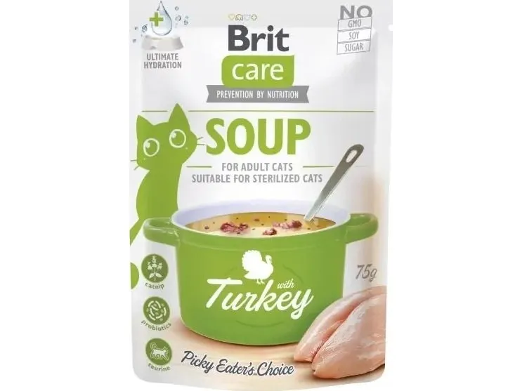 Brit Care vådfoder til katte suppe kalkun 75g