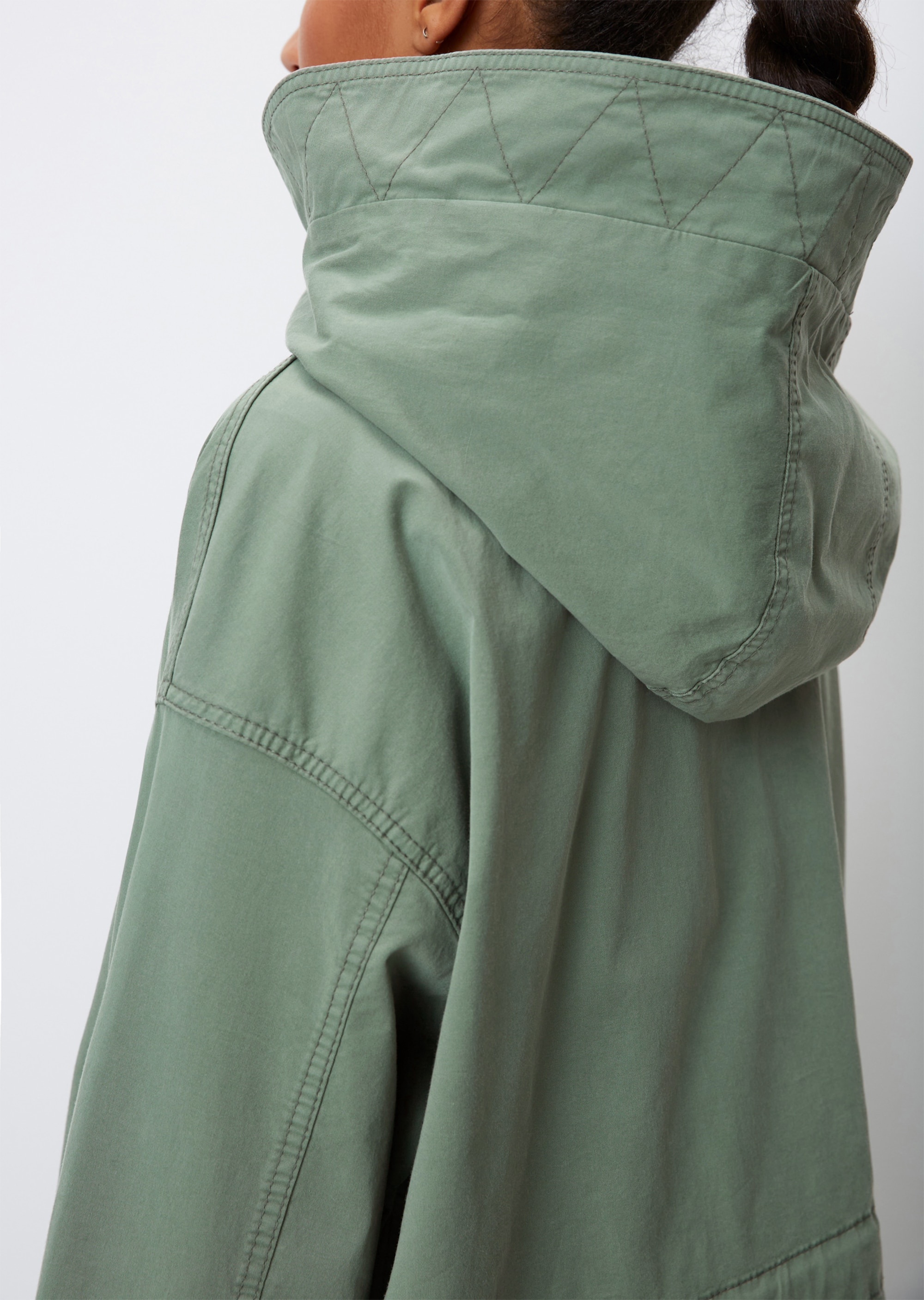 Cape-Parka relaxedaus Baumwoll-Stretch-Twill