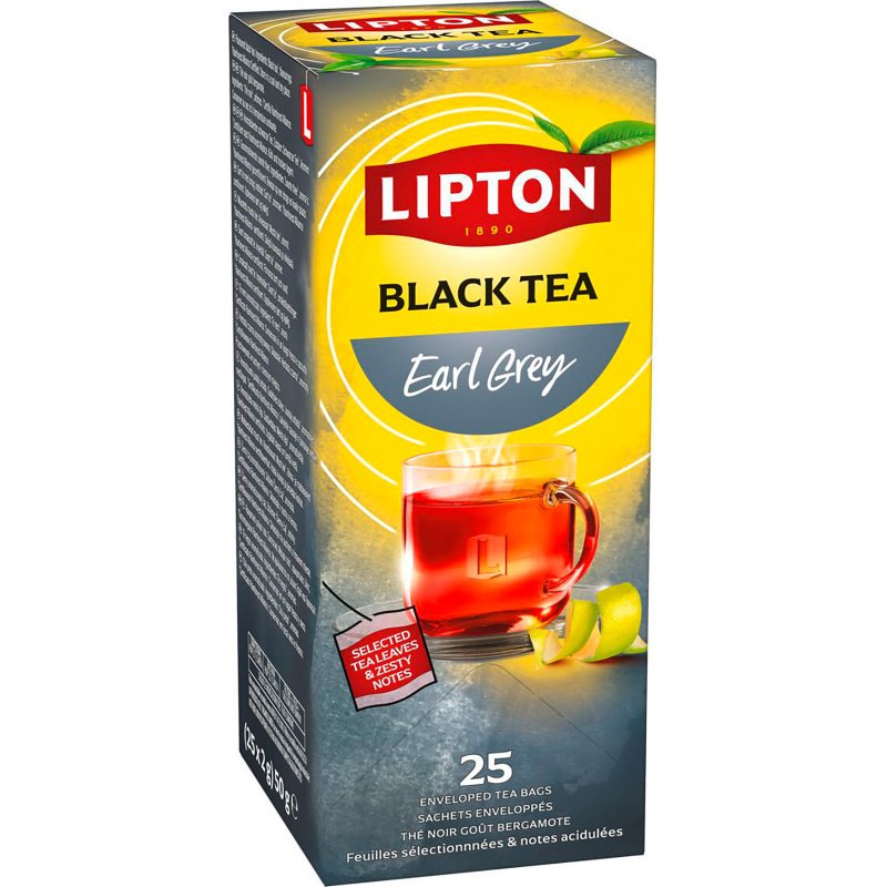 Thé noir Earl Grey Lipton - Boîte de 25 sachets fraîcheur