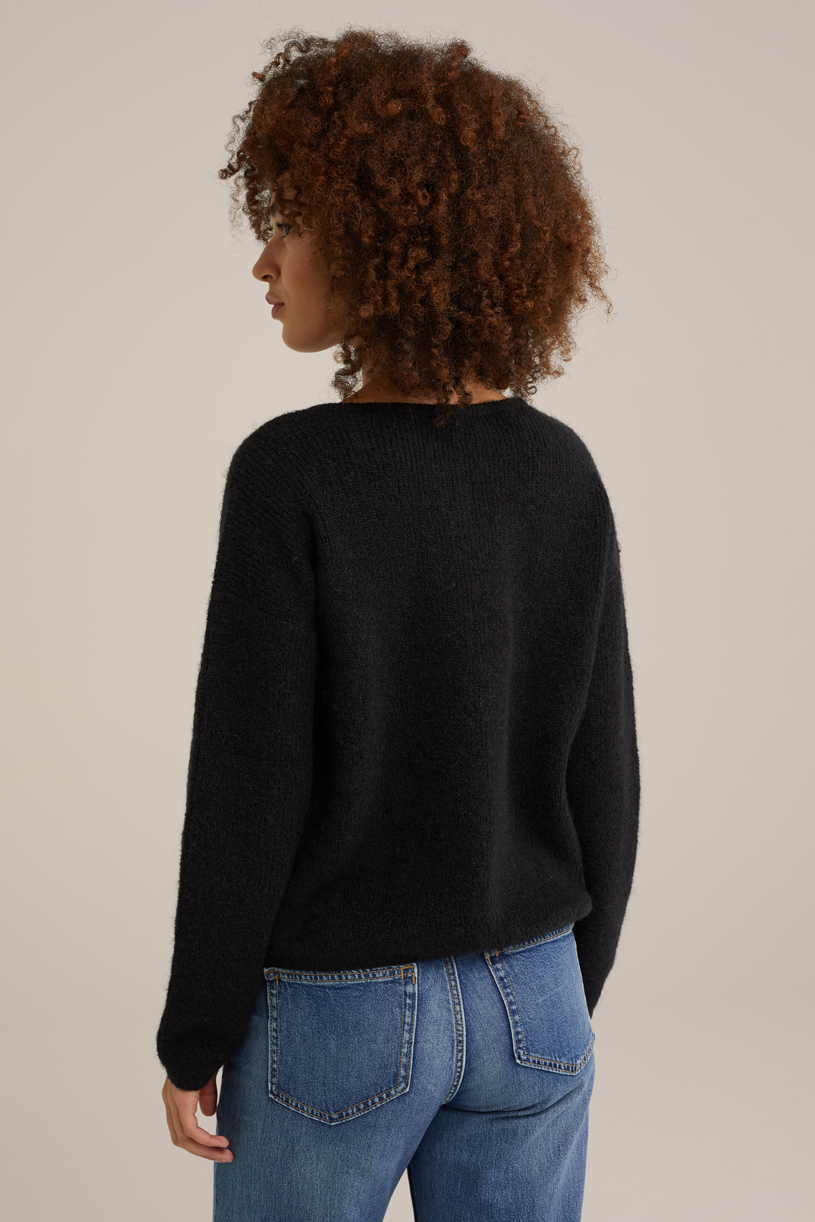 gebreid vest van wolmix WE Fashion Zwart