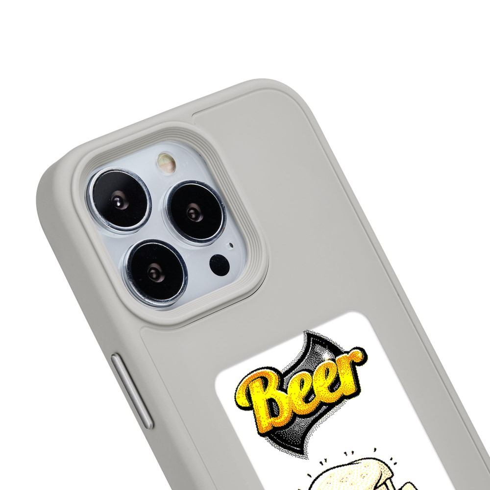 iPhone 15 Pro Hybrid Hülle TPU Bumper mit Acryl Rückseite   DIY E-Ink Display mit NFC Technologie - Grau