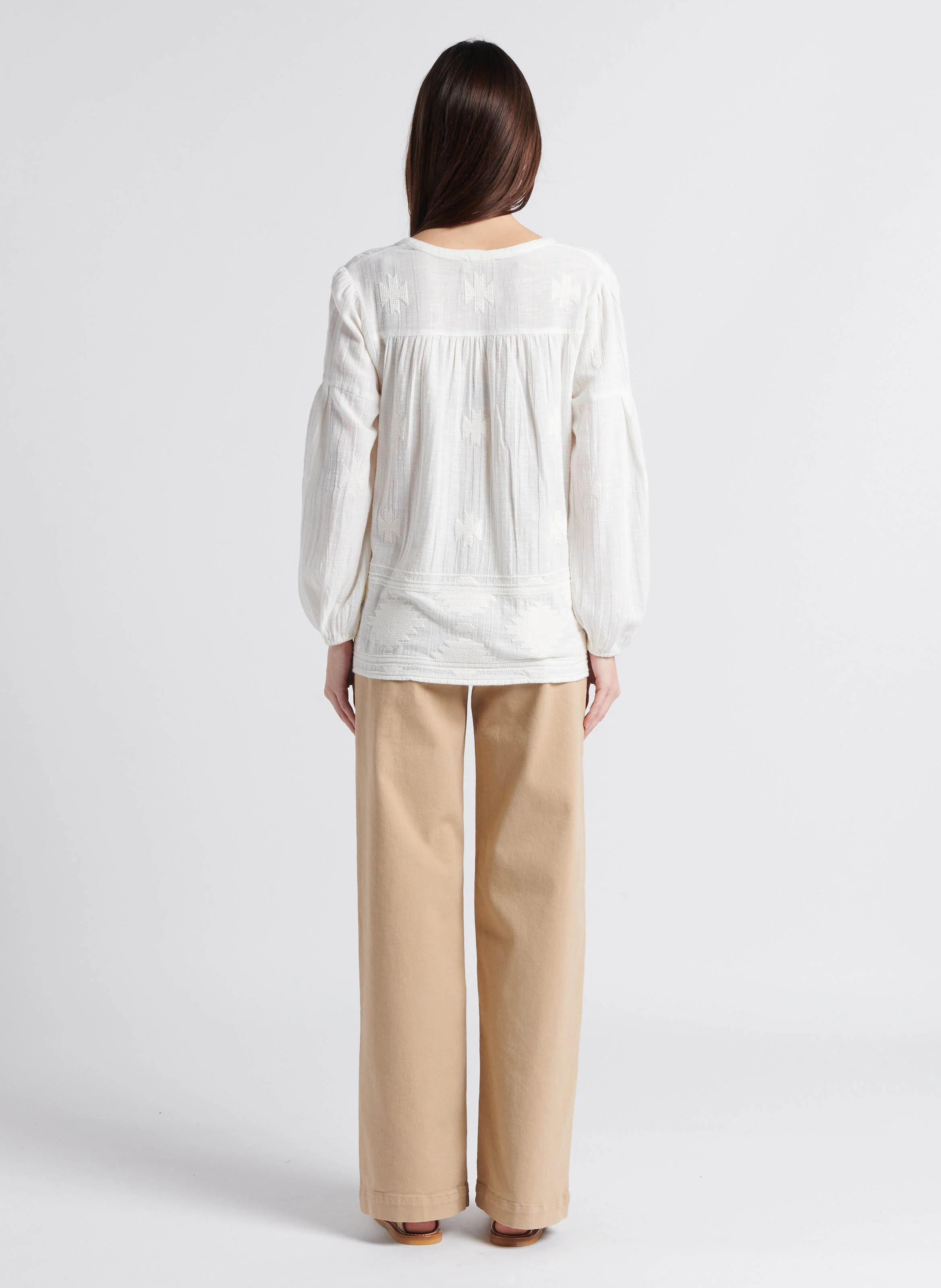 SANDY - Jean large en coton stretch | Beige