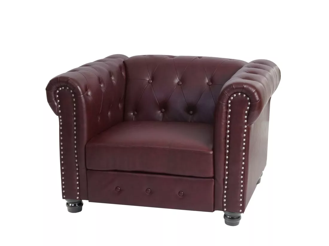 Fauteuil relax Edinburgh Pieds ronds, pieds ronds, brun rouge