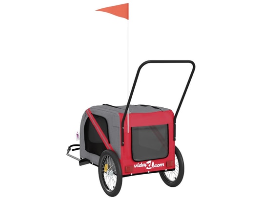 VIDAXL - Remorque de vélo pour chien rouge et gris tissu oxford et fe...