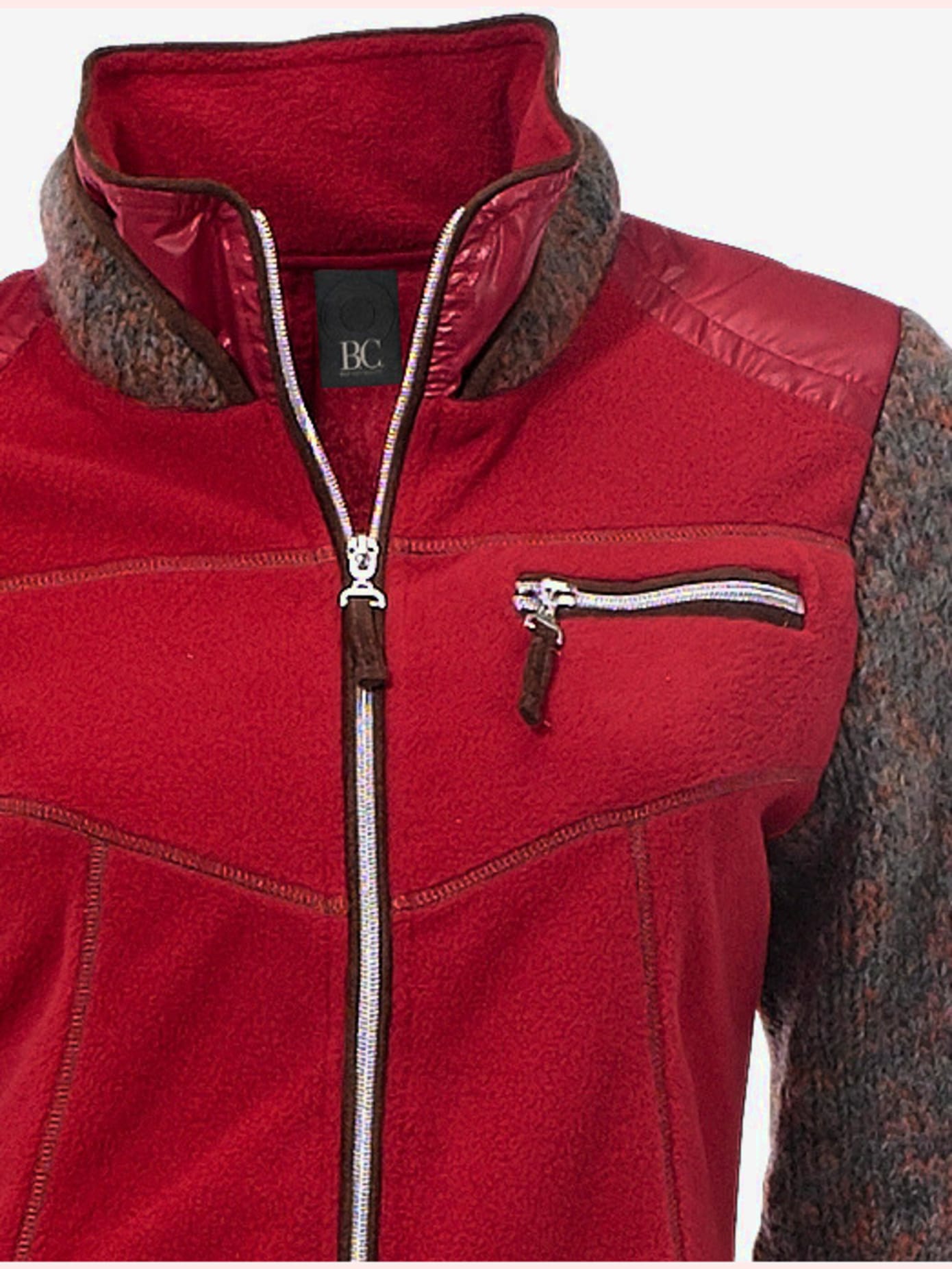Veste sweat mélange polaire et tricot