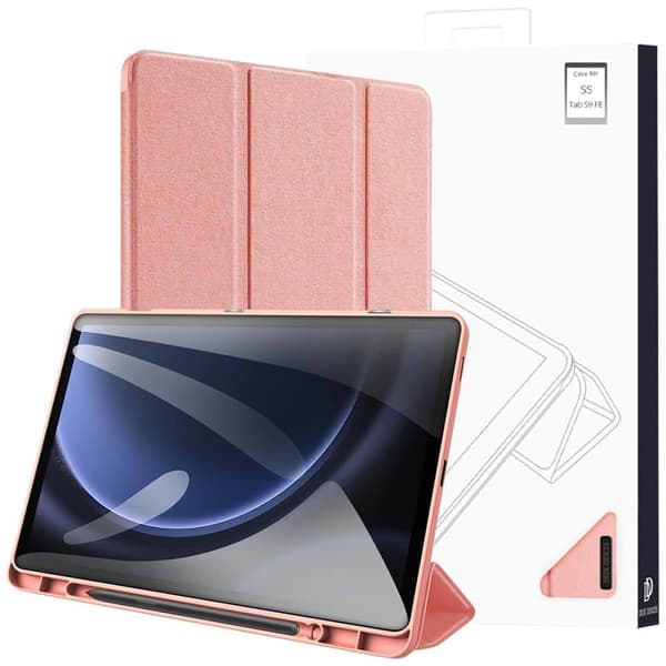 Dux Ducis Domo øko-lærveske med stativ for Samsung Tab S9 FE+ - rosa