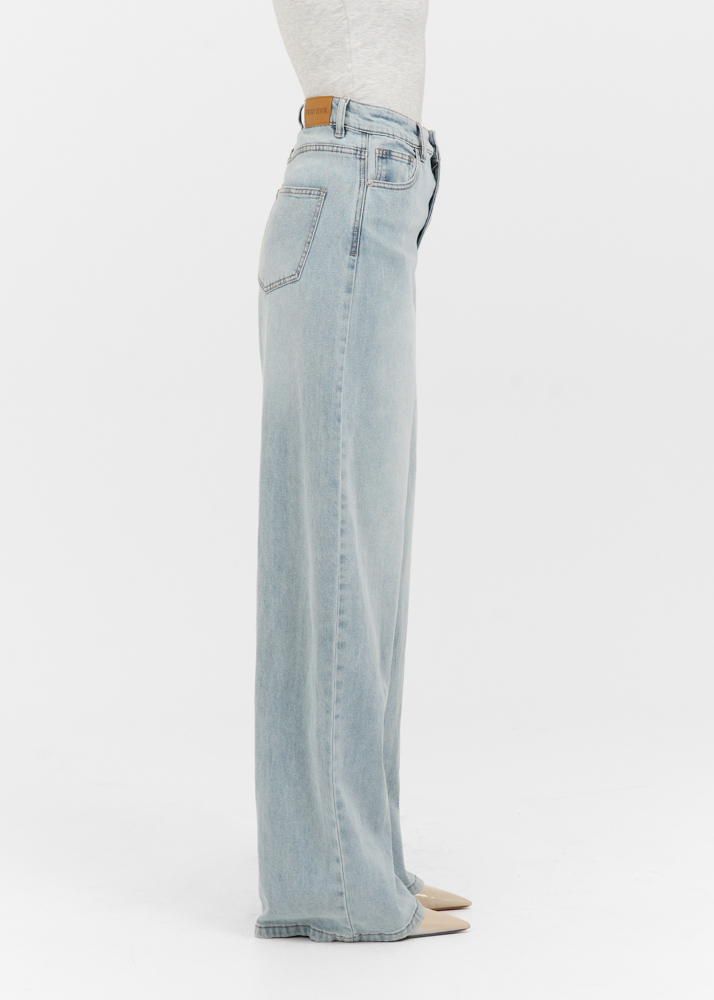 Wide leg stretch lightweight jeans breeze blauw