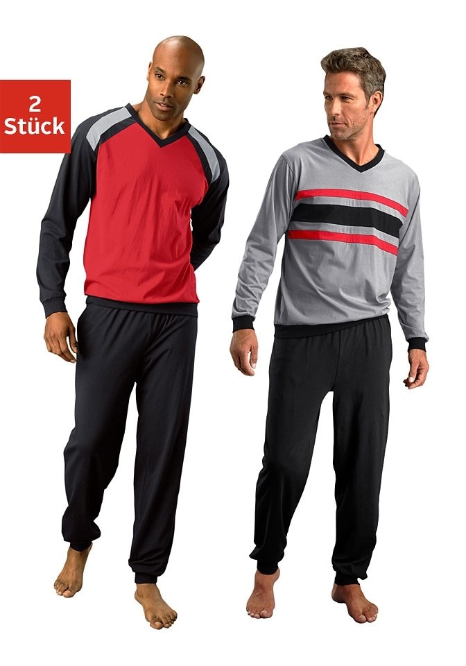 le jogger® Pyjama Packung, 2 Stück, 4 Stk. tlg., Schlafanzug in langer Form