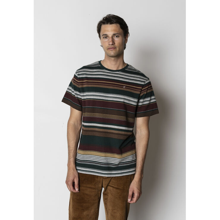 Clean Cut Copenhagen Scott jacquard T-shirt Deep green/dark plum stripe