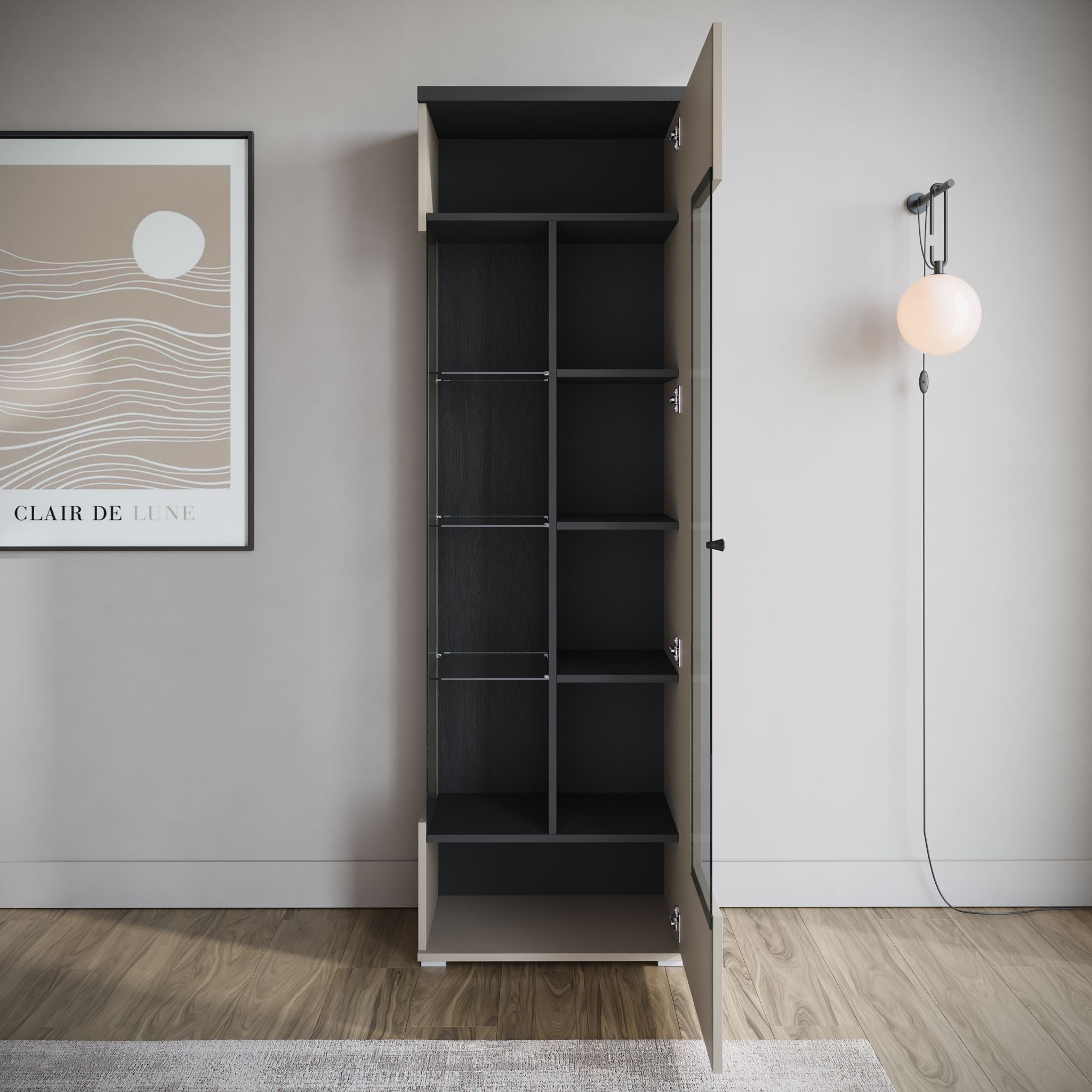 Sekai - Vitrinekast - Beige - 55x36x180 cm