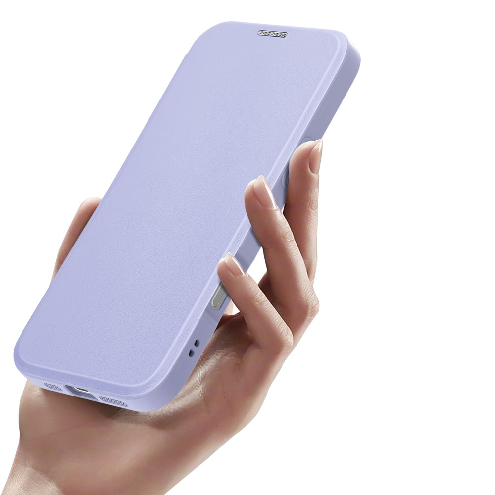 iPhone 16 MagSafe Hybrid Leder Tasche   Kunststoff Rückseite - Lila / Transparent