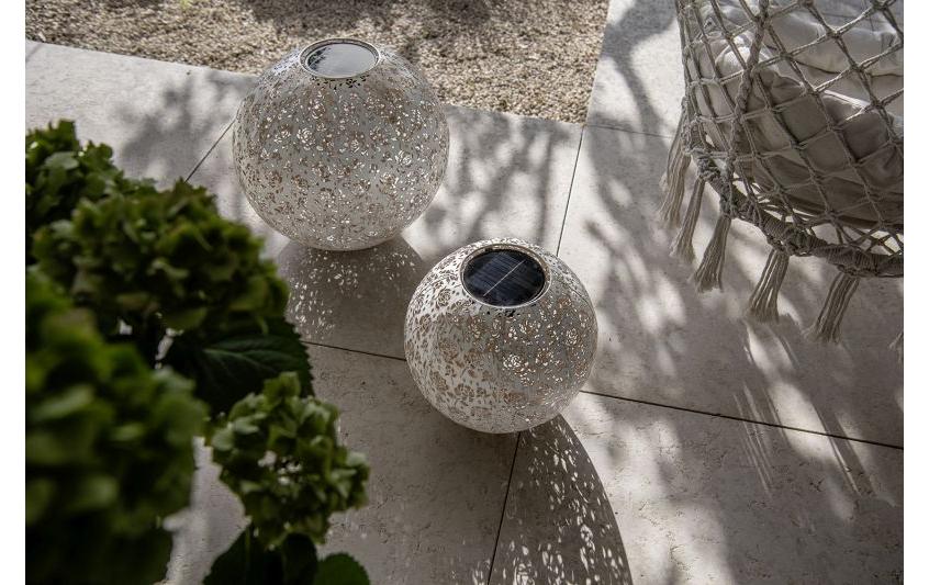 Windlicht Solar Antic Ball Baccara Ø 40 cm, WhiteSolarleuchte zum Aufstellen