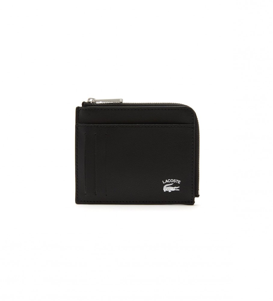 Porta-cartões Lacoste Vintage em couro preto