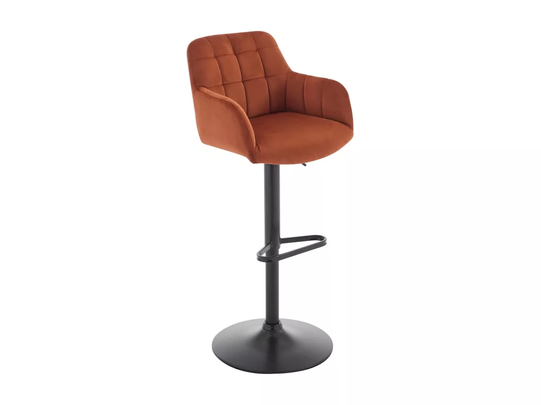 Lot de 2 tabourets de bar en velours et métal noir - Hauteur réglable - Terracotta - PEGA de Pascal MORABITO