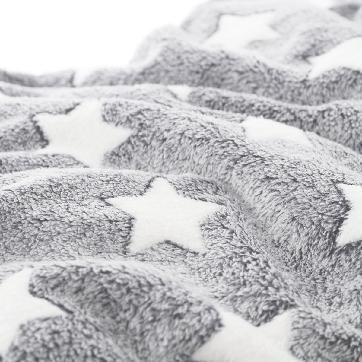 FRANK FLECHTWAREN | White-Stars knuffeldeken, POLYESTER, 128 x 152 cm