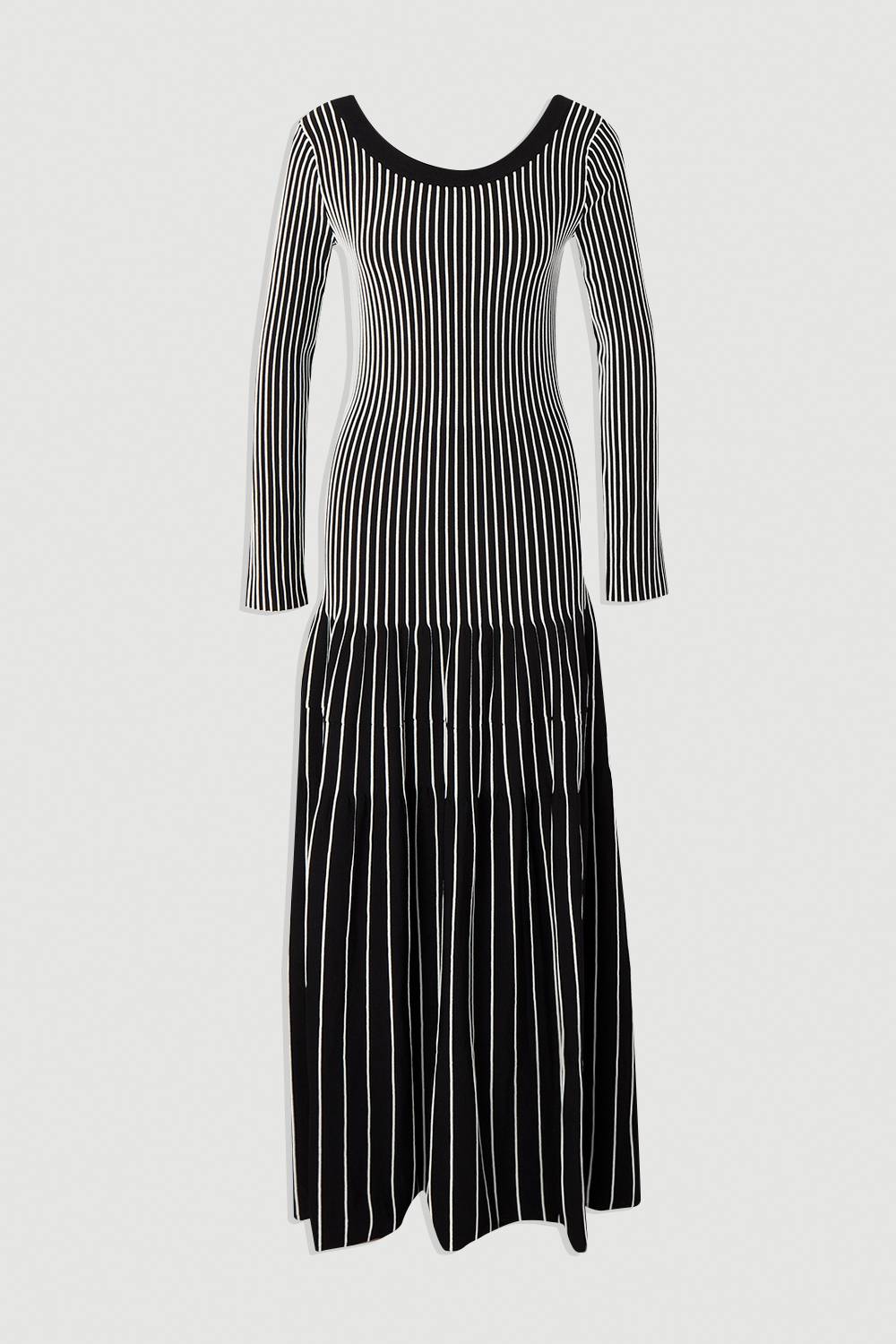 KarenMillen Robe Maxi Tricotée Rayée en Mélange de Viscose