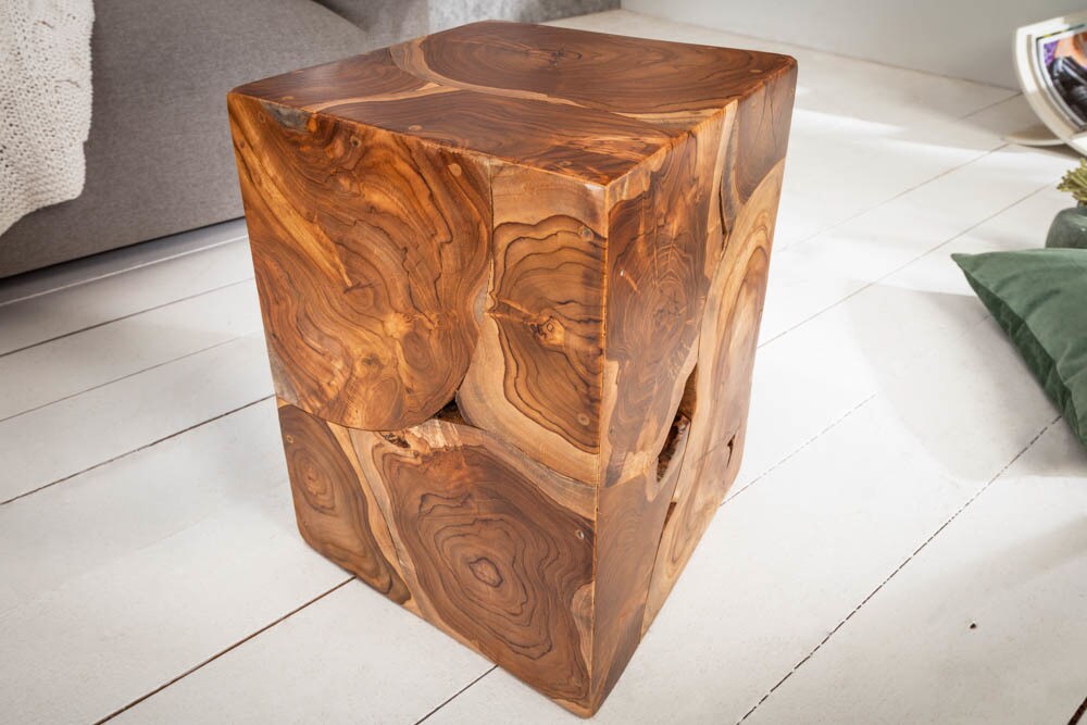 riess-ambiente Beistelltisch SQUARE - 30cm Teakholz Würfel Sitzhocker massiv
