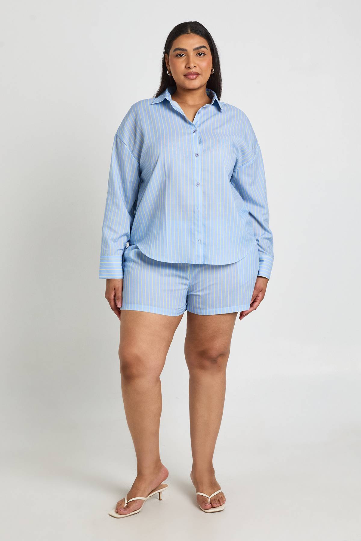 boohoo Chemise Oversize À Rayures Grande Taille
