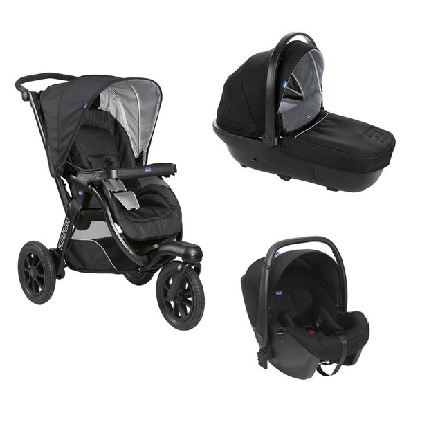 Poussette Trio Activ3 + Nacelle activ3 Jet Black + Siège-auto KORY I-size - CHICCO