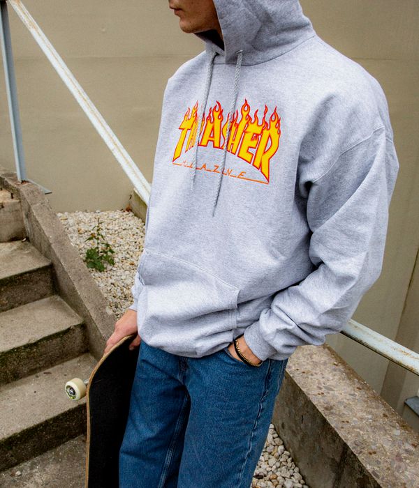 Thrasher Flame Hoodie (heather grey)