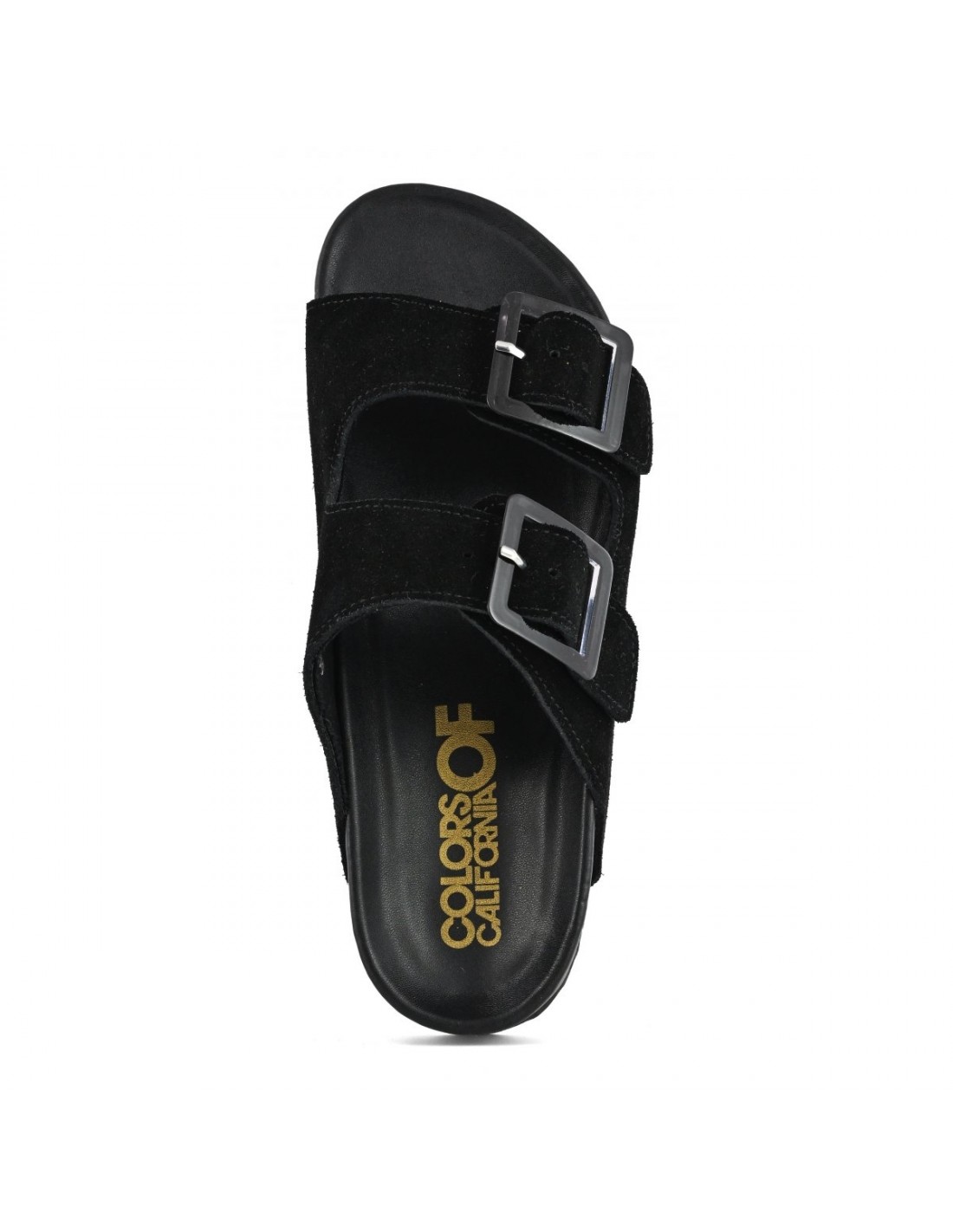 colors of california Mules Femme Bio Daim Noir 2 buckles