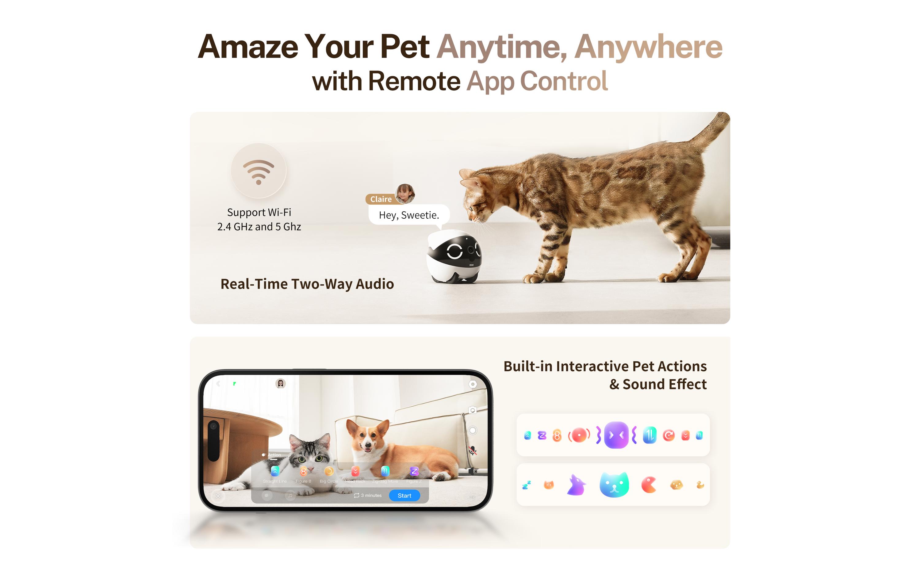 Rola Mini Pet Monitor 2k Cam<br>Kleine fahrbare Überwachungskamera
