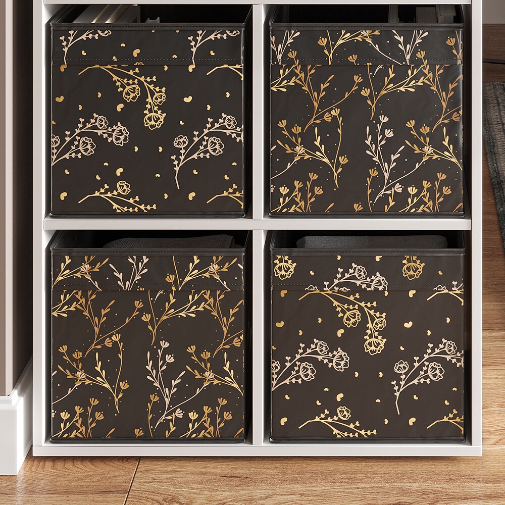 Vicco Faltbox Aufbewahrungsbox Regalbox Schwarz Gold Floral 2 Hartkarton Ablage