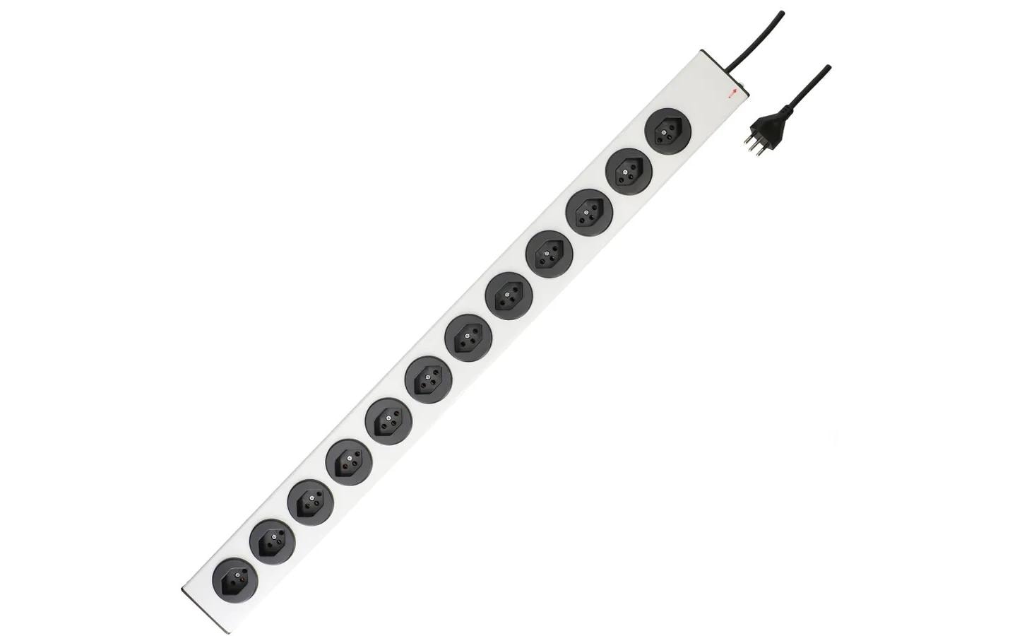 Steckdosenleiste Power Line 12x T13Silberne Mehrfachsteckdose mit 1.5 m langem Kabel