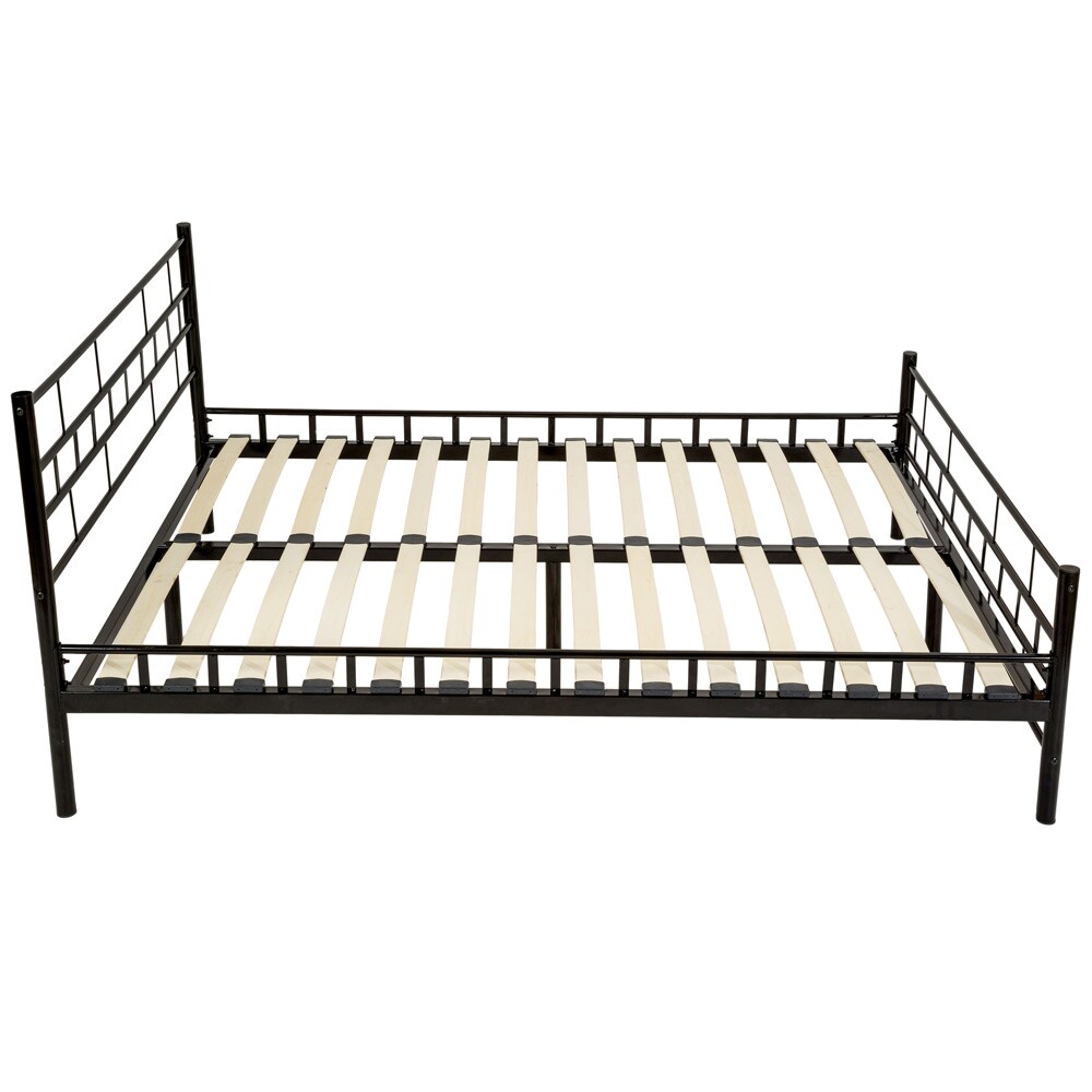tectake® Metallbett, robustes Stahlgestell, bodenschonende Kunststoffkappen, 140 x 200 cm