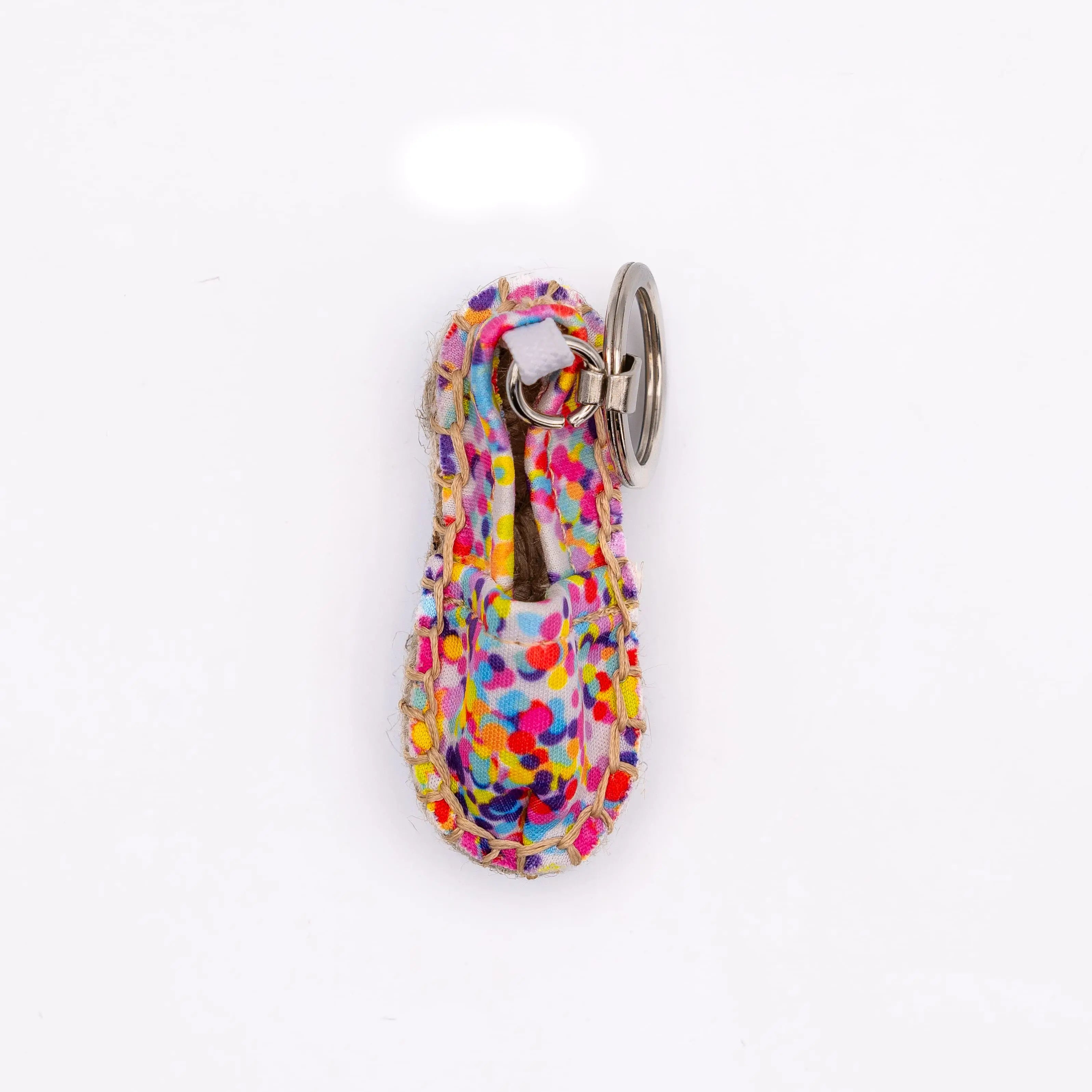 Porte-clés espadrille à pois multicolores